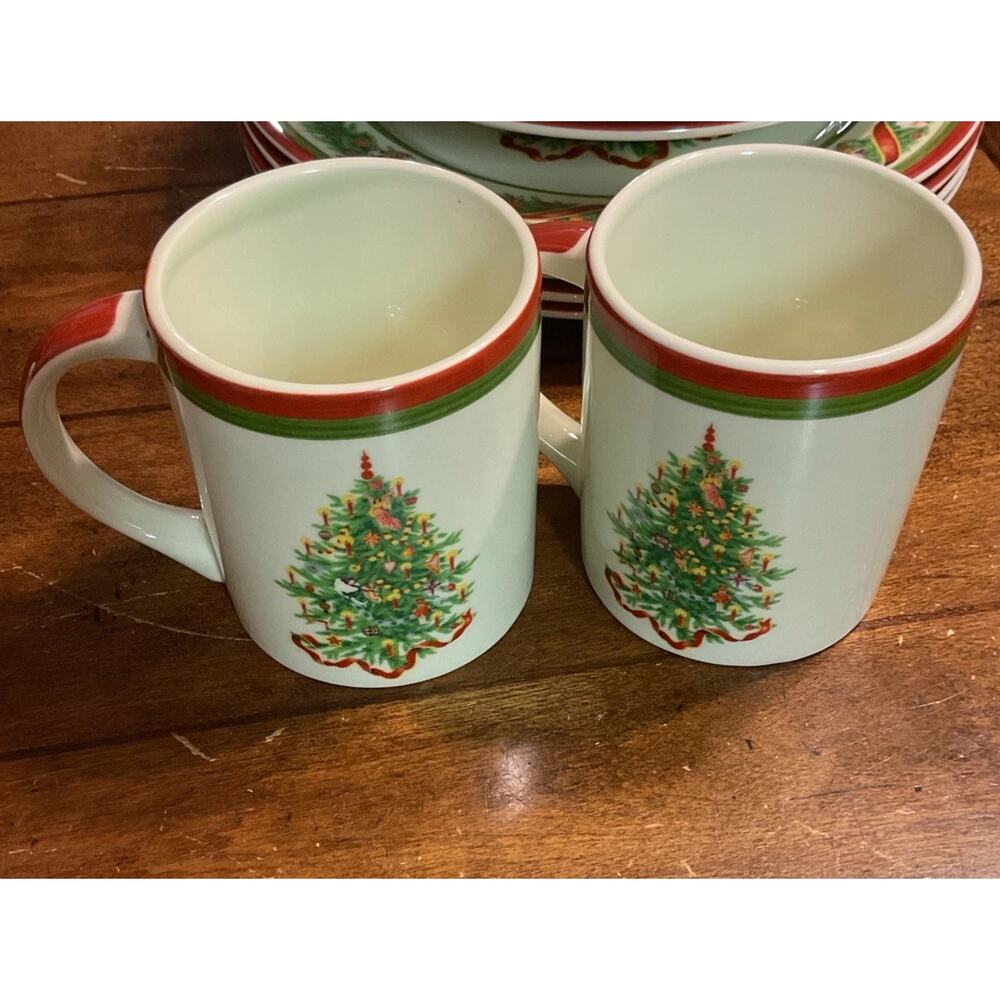 Christopher Radko Christopher's Tree Mugs 2- 8oz Christmas Holiday Read